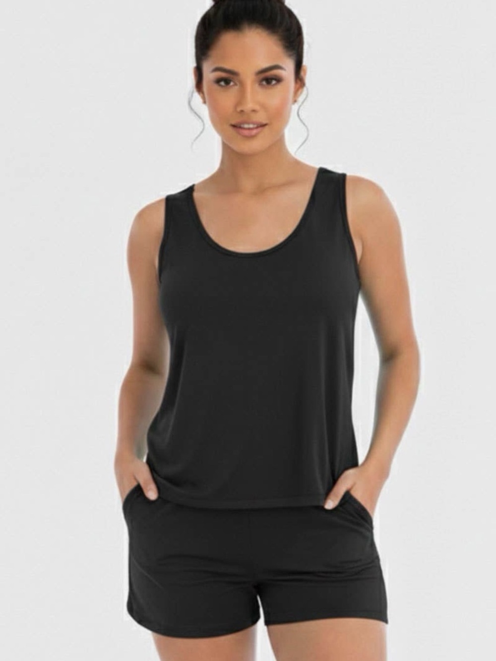 Women’s Casual Black Tank & Short Set